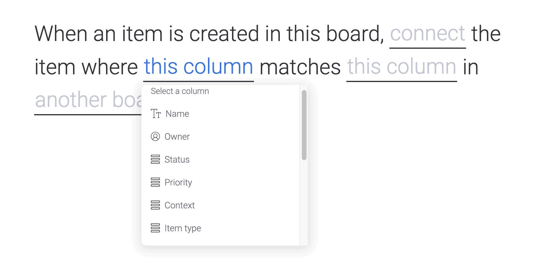 3 new monday automation - overwite:add matching item in another board-colunn-a monday.com automation