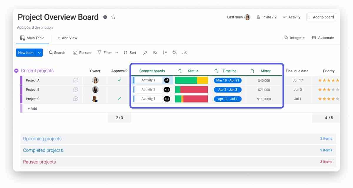 connected board columns image monday connect boards column